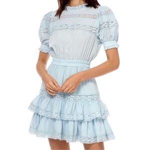 Stellah lace trim light baby blue dress size XS women
